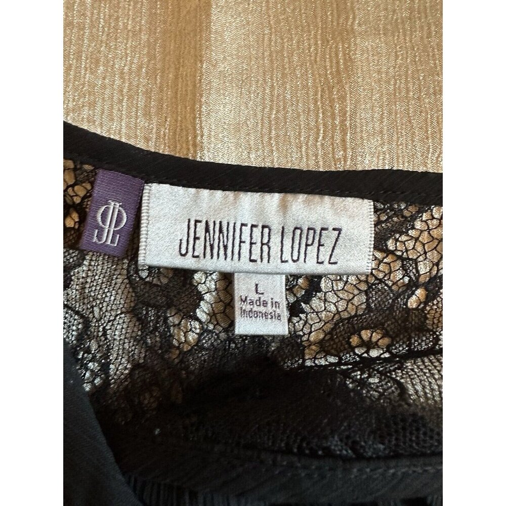 NEW Jennifer Lopez Shirt Women's Large Long Sleeve Black Lace Blouse Sheer‎ - Picture 4 of 6